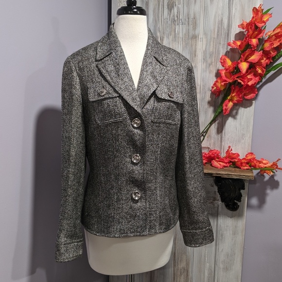 Jones New York Jackets & Blazers - Jones New York gray/silver peacoat